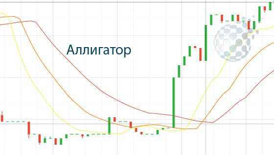 Аллигатор на графике брокера IQ Option